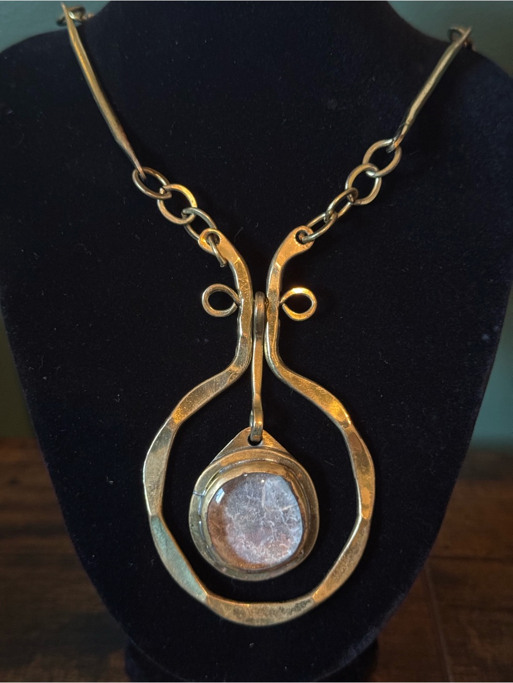 Vintage 1970's Rafael Alfandary Modernist Brass Kinetic Pendant Necklace Canada